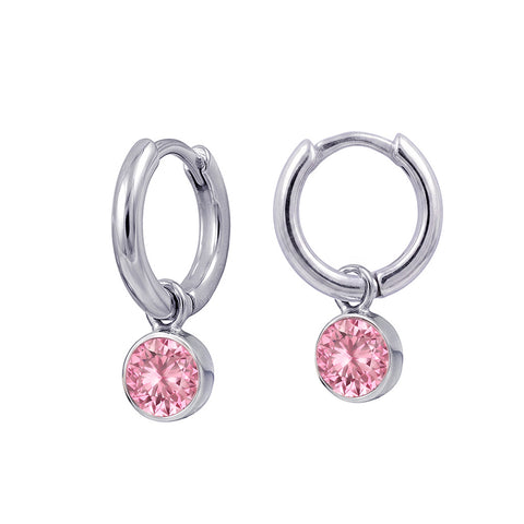 Sterling Silver October Birthstone Huggies