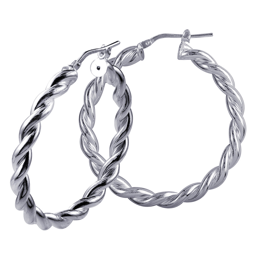 Sterling Silver Italian Fancy Twist Hoops