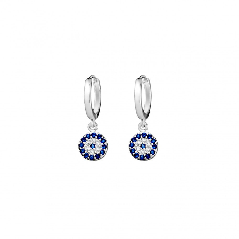 Sterling Silver Sleeper With Round Evil Eye Charm