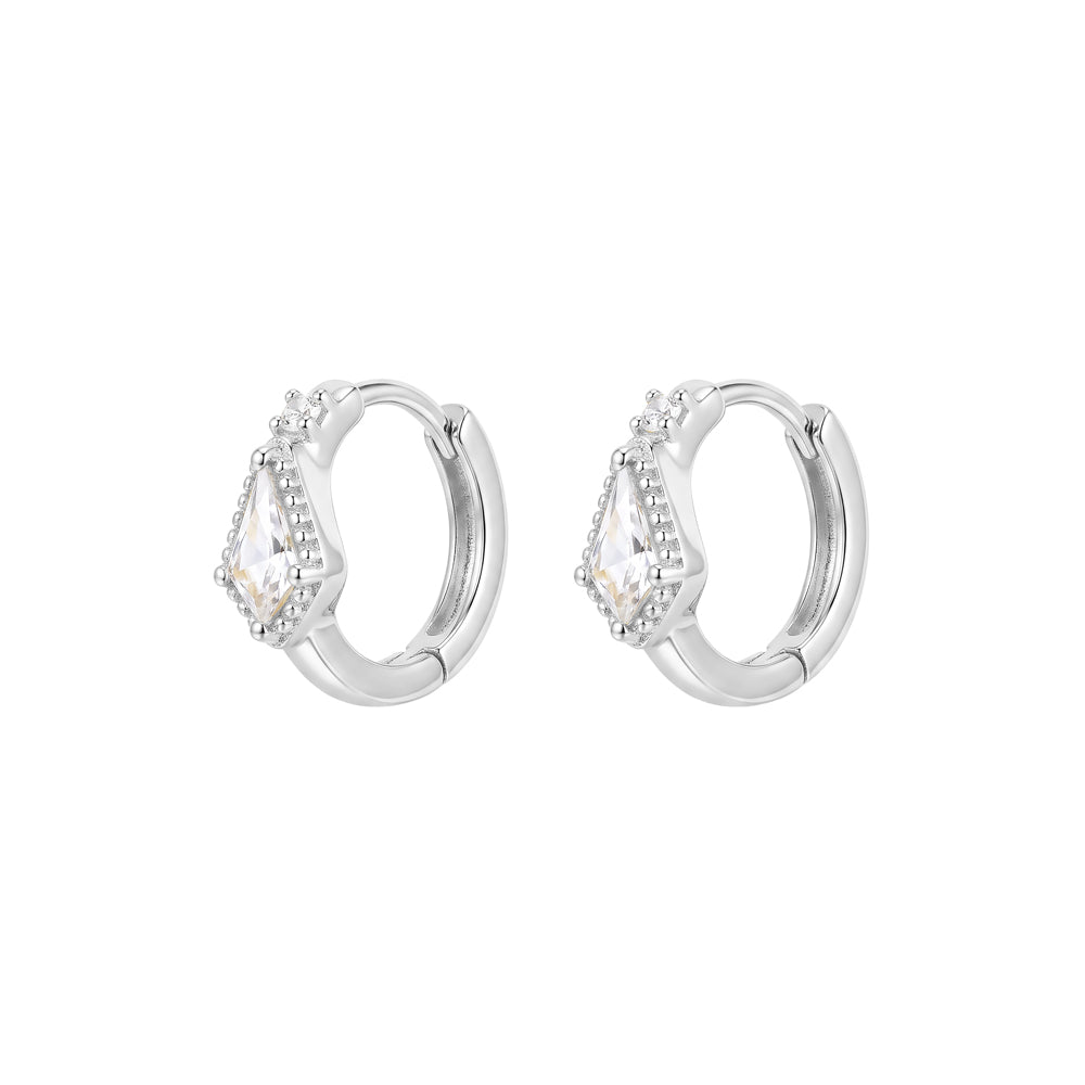 Sterling Silver Diamond Shaped Cubic Zirconia Hoops