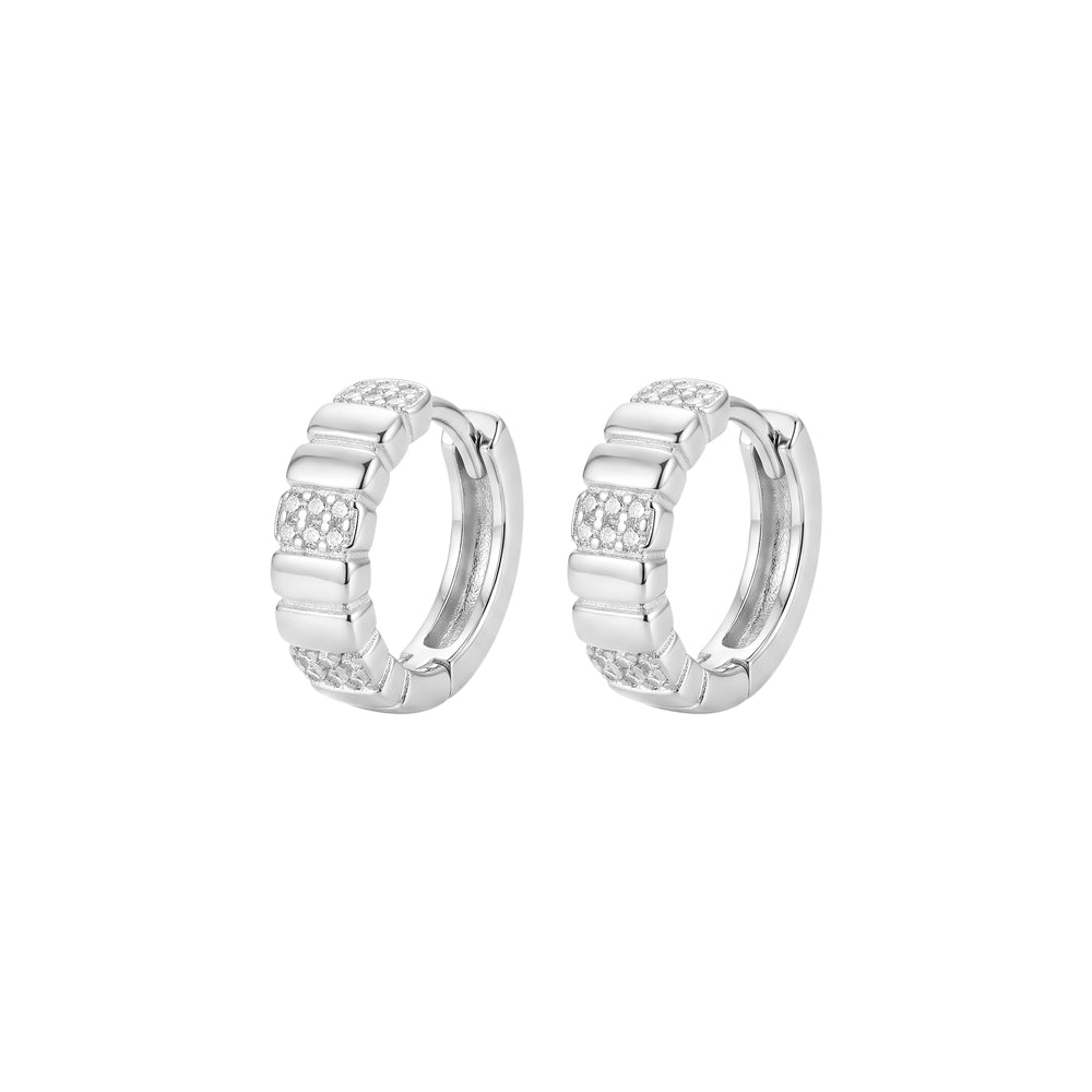 Sterling Silver Hoop Earrings With Cubic Zirconia