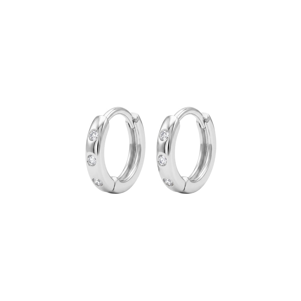 Sterling Silver Mini Huggies With Cubic Zirconia