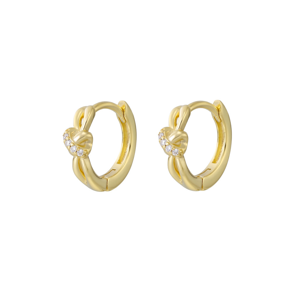 Gold Plated Knot Huggies With Cubic Zirconia