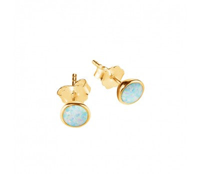 Gold Plated White Opalite Studs
