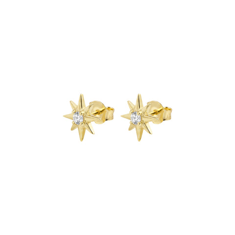 Gold Plated Petite Cubic Zirconia North Star Earrings