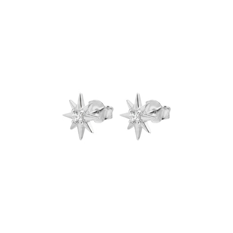 Sterling silver petite Cubic Zirconia North Star Earrings