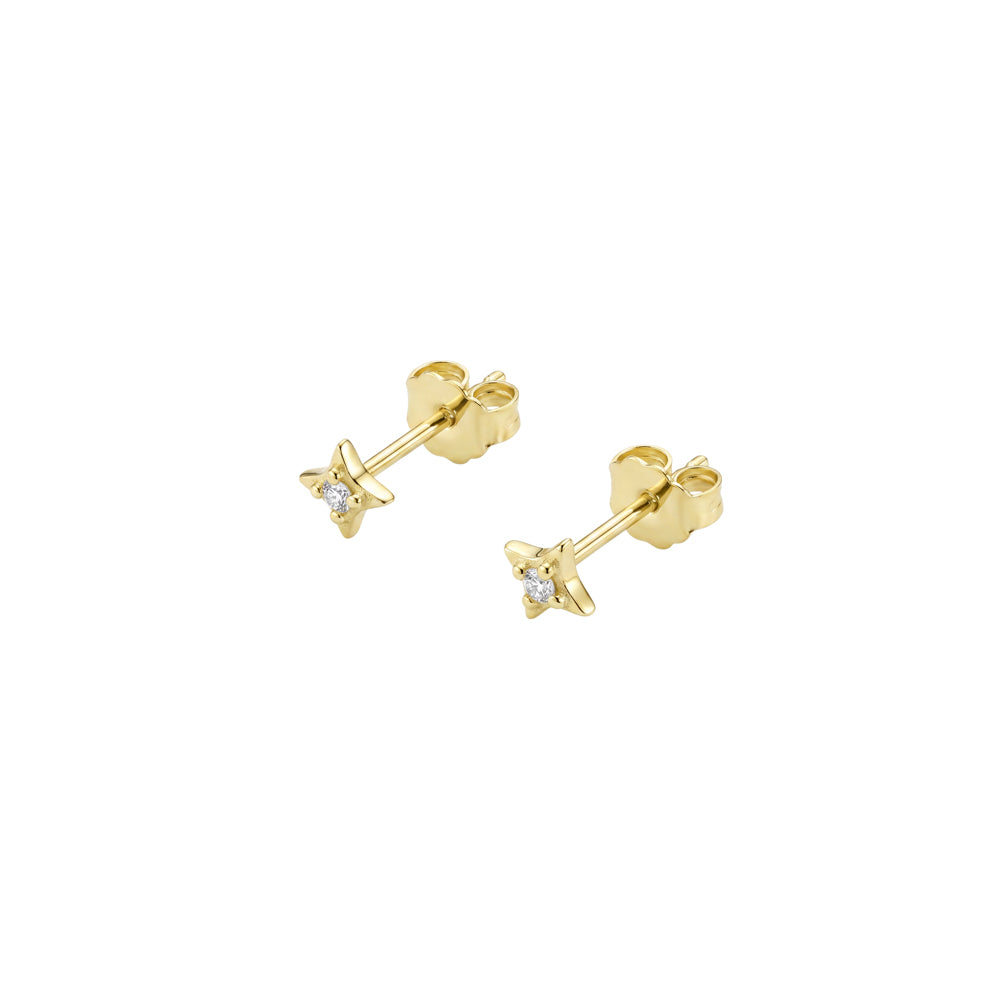 Gold Plated Mini-Star Cubic Zirconia Stud Earrings