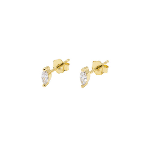 Gold Plated Petite Marquise Cubic Zirconia Stud Earrings