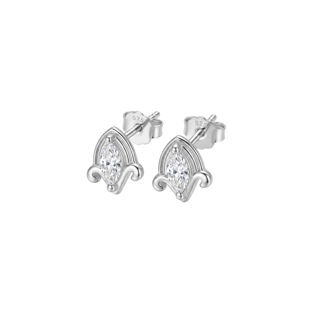 Sterling Silver Marquise-Cut Cubic Zirconia Stud Earrings