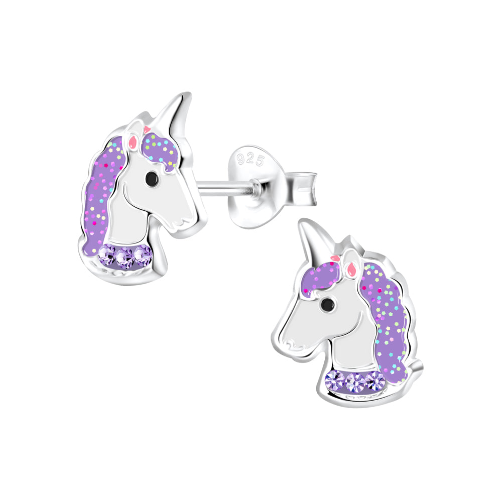 Tiny Treasure Sterling Silver Children’S Unicorn Stud Earrings
