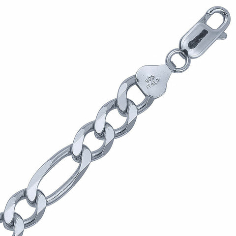 Sterling Silver Rhodium Plated Figaro Chain 60Cm