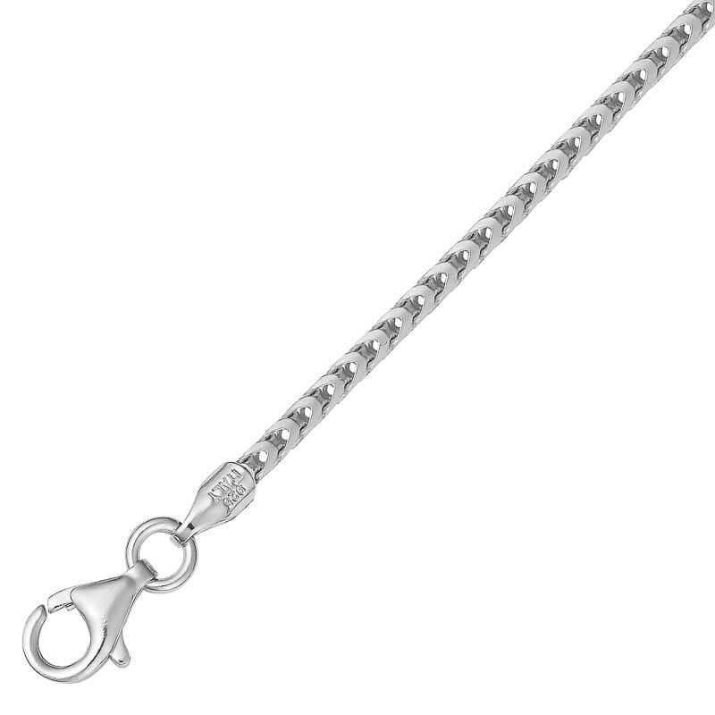 Sterling Silver Rhodium Plated Franco Chain 55cm