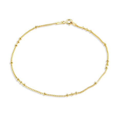 Sterling Silver Gold Plated Beaded Anklet