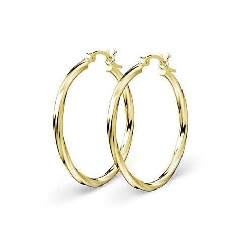 Sterling Silver Gold Plated 20mm Hoop Earings