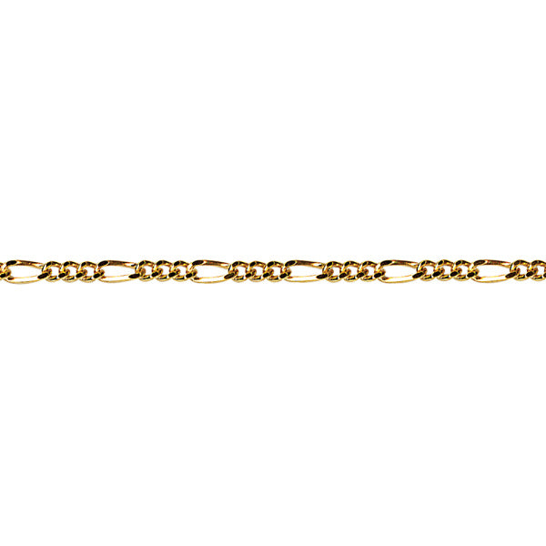 Sterling Silver Triple Gold Plated Diamond Cut Figaro Chain