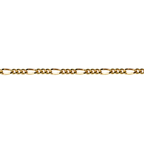 Sterling Silver Triple Gold Plated Diamond Cut Figaro Chain