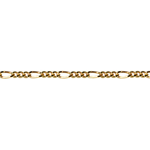 Sterling Silver Triple Gold Plated Diamond Cut Figaro Chain