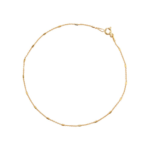 Sterling silver gold plated fine cable chain anklet with solid links