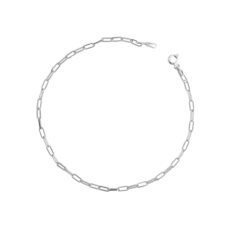 Sterling Silver Paperclip Link Anklet