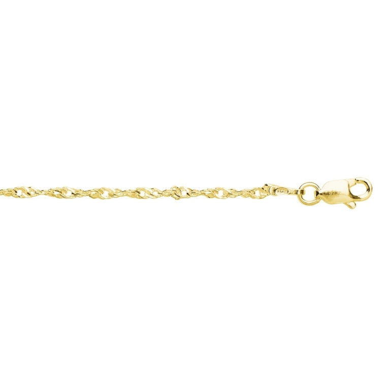 Sterling Silver Gold Plated Singapore Twist Anklet