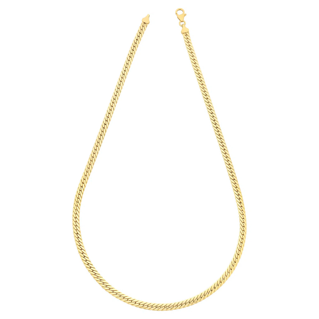 9ct Yellow Gold Silver Filled Round Herringbone Chain 45cm