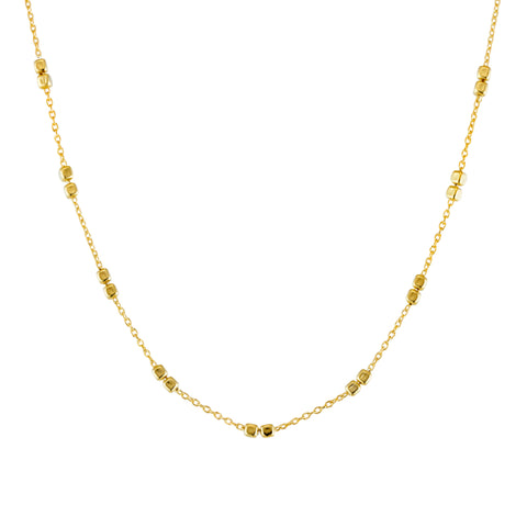 Sterling Silver Gold Plated Necklace With Repeated Double Cube Bead Detail