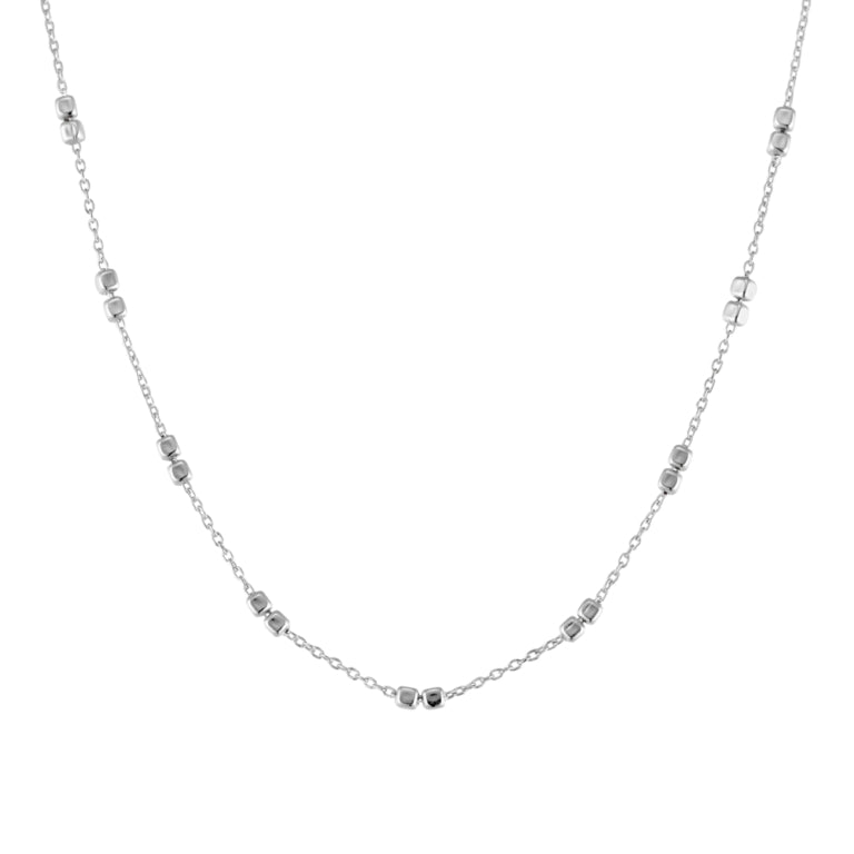 Sterling Silver Necklace With Repeated Double Cube Bead Detail