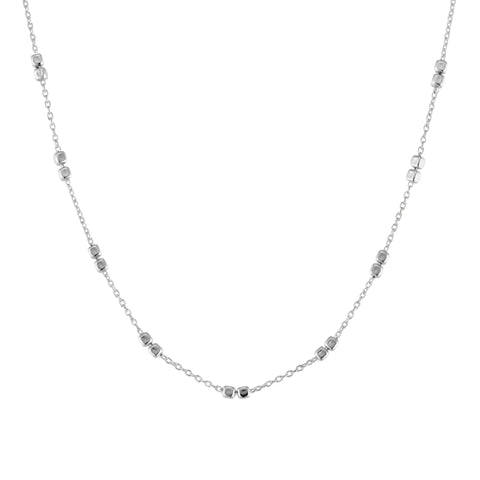 Sterling Silver Necklace With Repeated Double Cube Bead Detail