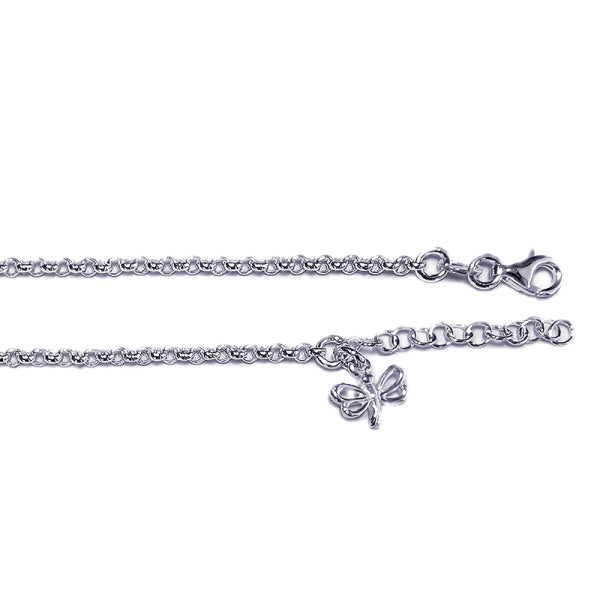 Sterling Silver Belcher Anklet With Butterfly Charm