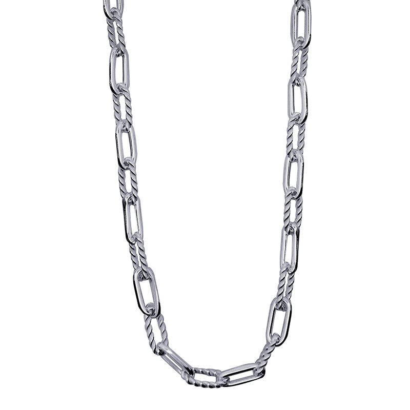 Sterling Silver Fancy Patterned Paperclip Chain