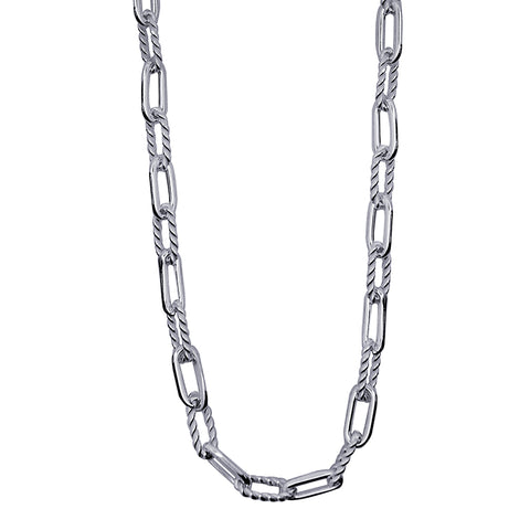 Sterling Silver Fancy Patterned Paperclip Chain