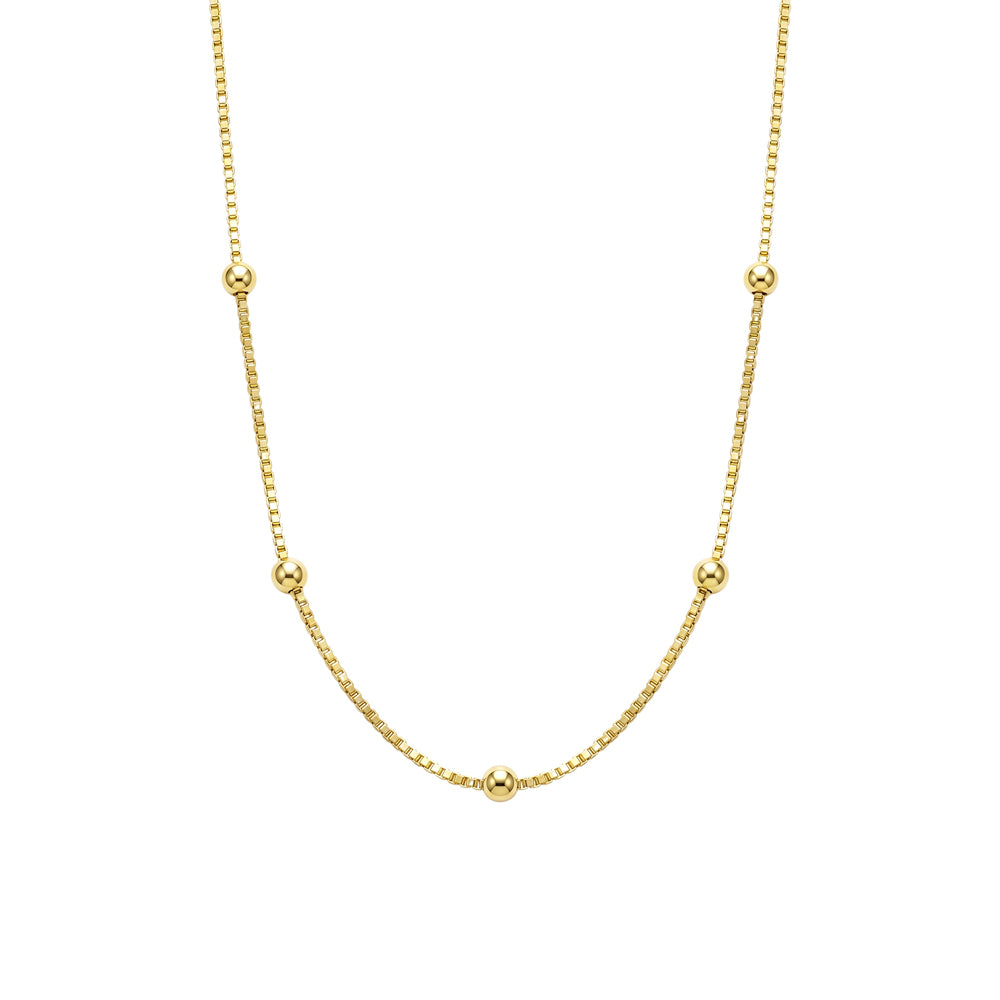 Gold Plated Fine Box Satellite Chain Necklace