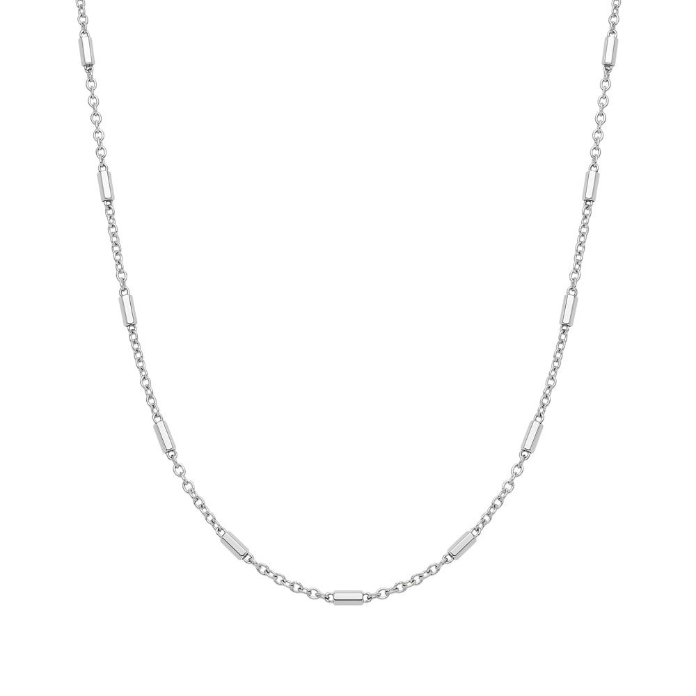 Sterling Silver Fine Rectangle Link Chain Necklace