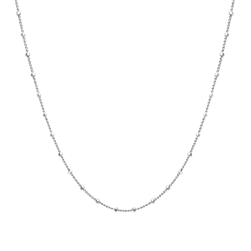 Sterling Silver Station Link Chain And Mini-cube Necklace