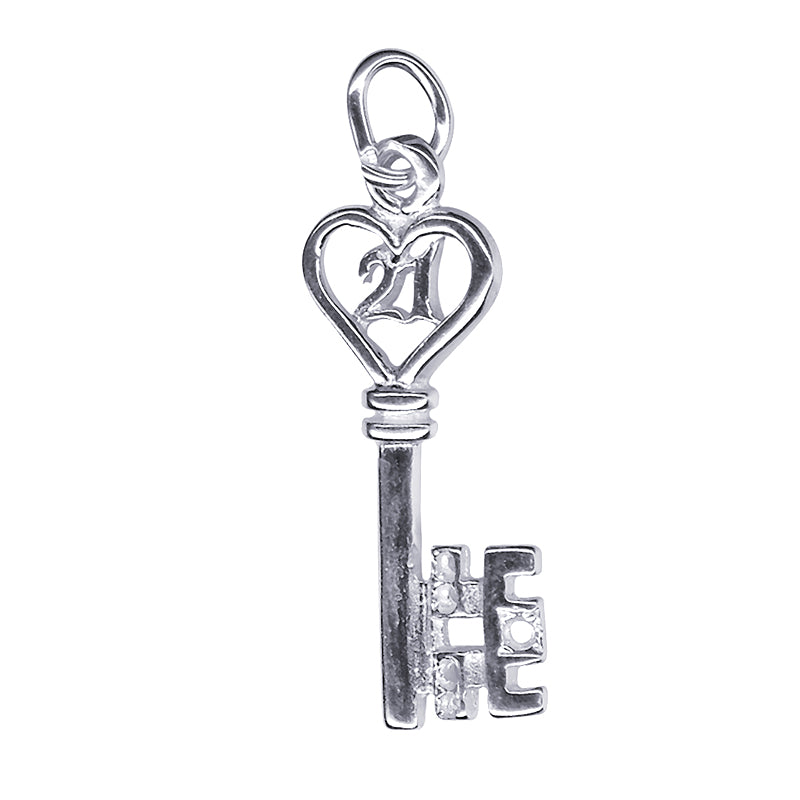 Sterling Silver 21st Key Charm