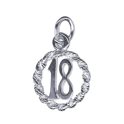 Sterling Silver '18' In Circle Charm