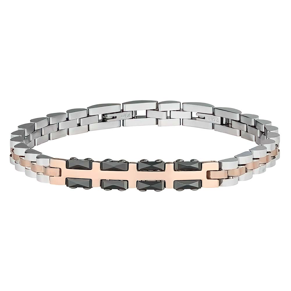 Gents Stainless Steel And Rose Gold Plated Mens Bracelet