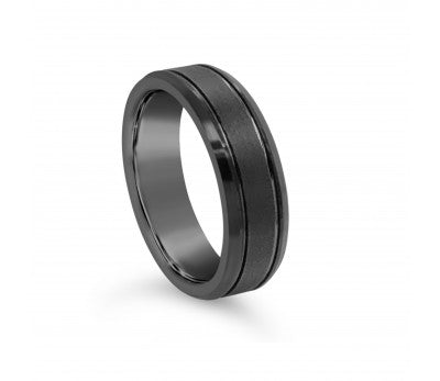 Infinity Tungsten Mens Brushed Black Ring With Beveled Edges Size 12