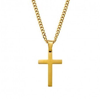 Blaze Gold Plated Stainless Steel Cross and Chain