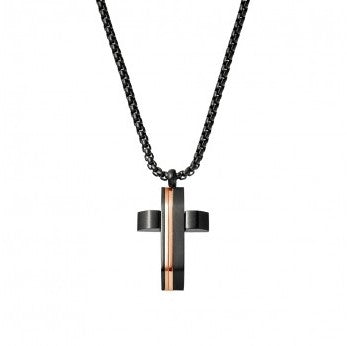 Stainless Steel Black Cross and Chain