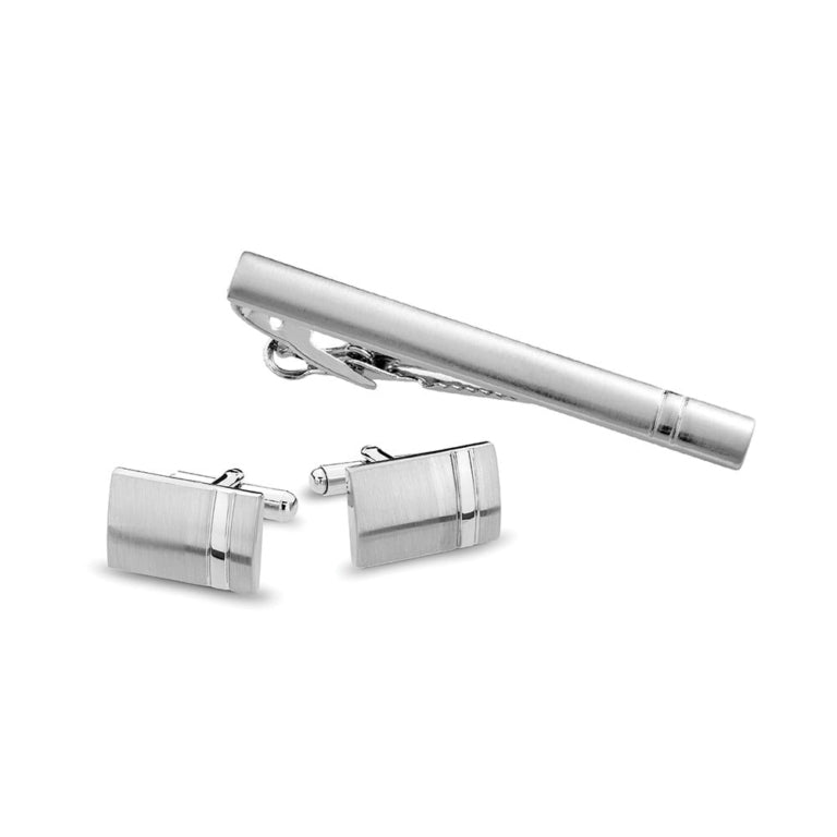 Stainless Steel Fashion Cufflink And Tiebar Set
