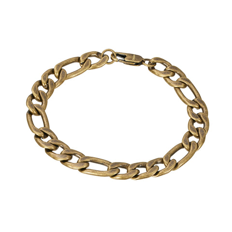 Gents Stainless Steel Bronze Tone Figaro Link Bracelet