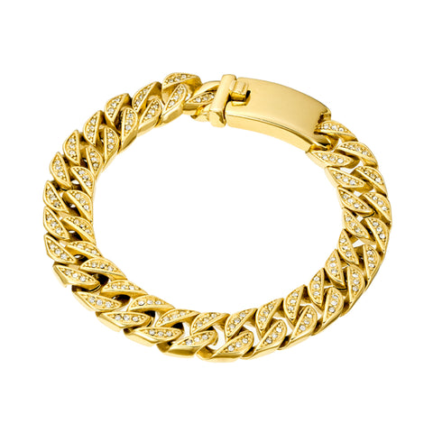 Gents Stainless Steel Gold Plated Cuban Link Bracelet