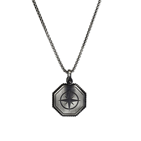 Gents Stainless Steel Compass Pendant