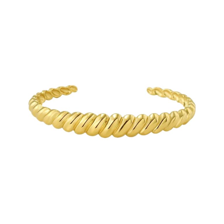 Stainless Steel Gold Plated Tapered Cuff Bangle