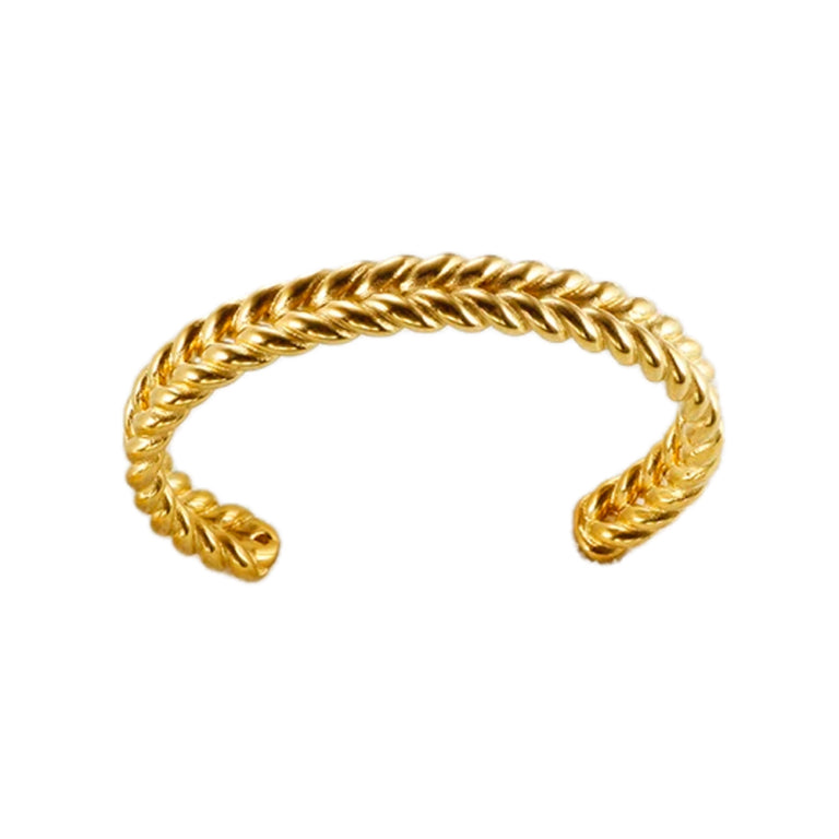 Stainless Steel Gold Plated Double Plait Cuff Bangle