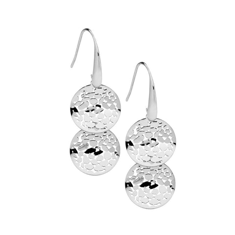 Stainless Steel Wave Disk Hook Earrings