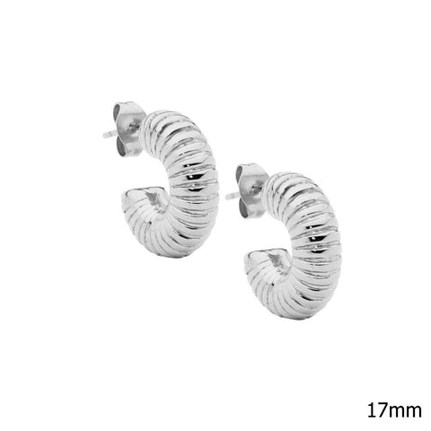 Stainless Steel Corrugated Hoop Earrings