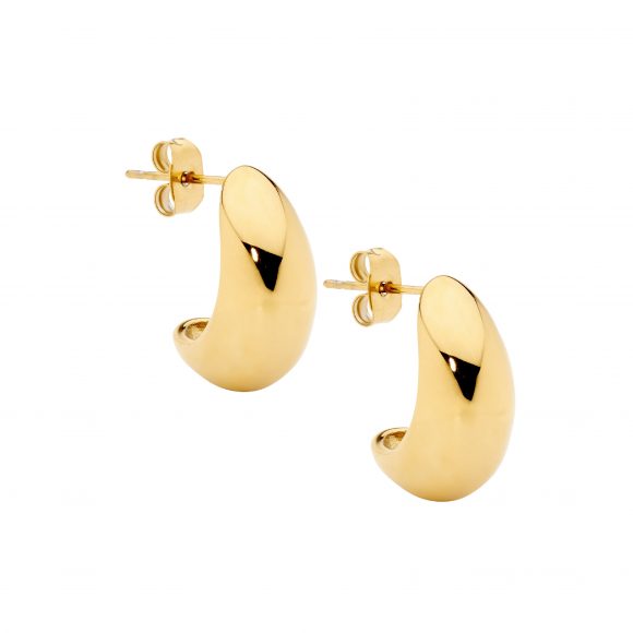 Stainless steel gold plated teardrop stud earrings