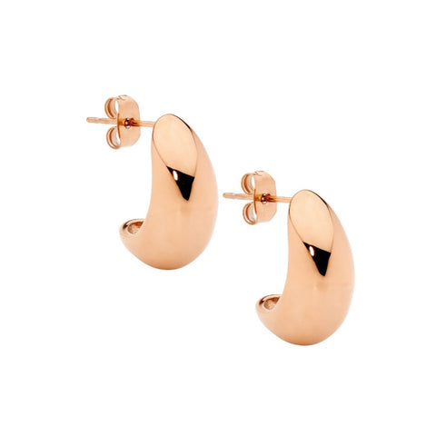 Stainless Steel Rose Gold Plated Teardrop Stud Earrings